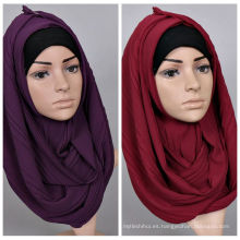 2017 de alta calidad de color sólido árabe mujeres llanura arruga burbuja gasa musulmán hijab bufanda chal